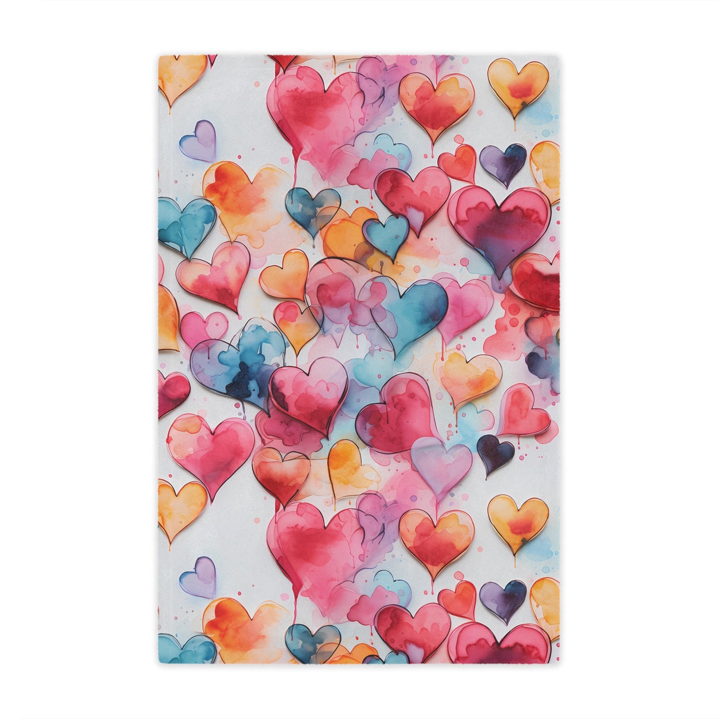 Valentine's Day Blanket for your Loved One! Watercolor Painted Heart Design - High Quality Microfiber Blanket - 3 Sizes Available