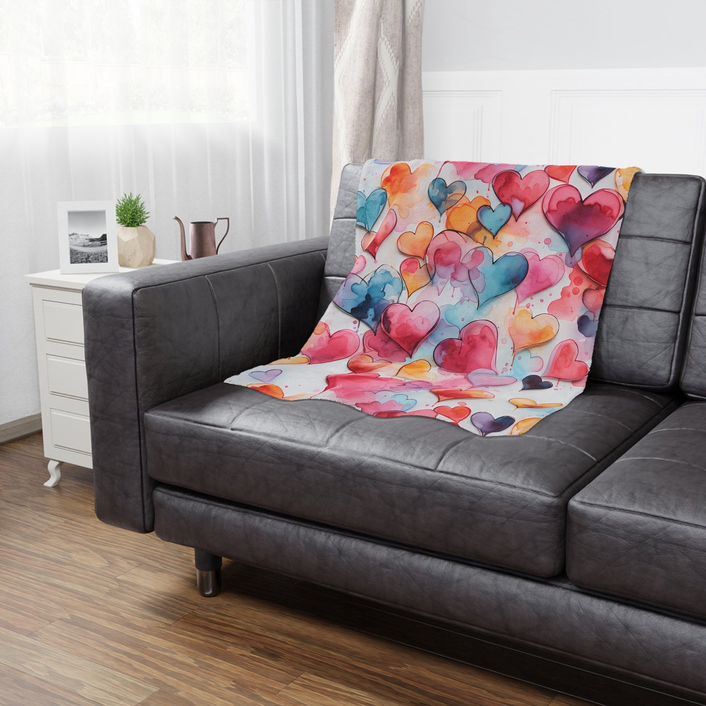 Valentine's Day Blanket for your Loved One! Watercolor Painted Heart Design - High Quality Microfiber Blanket - 3 Sizes Available
