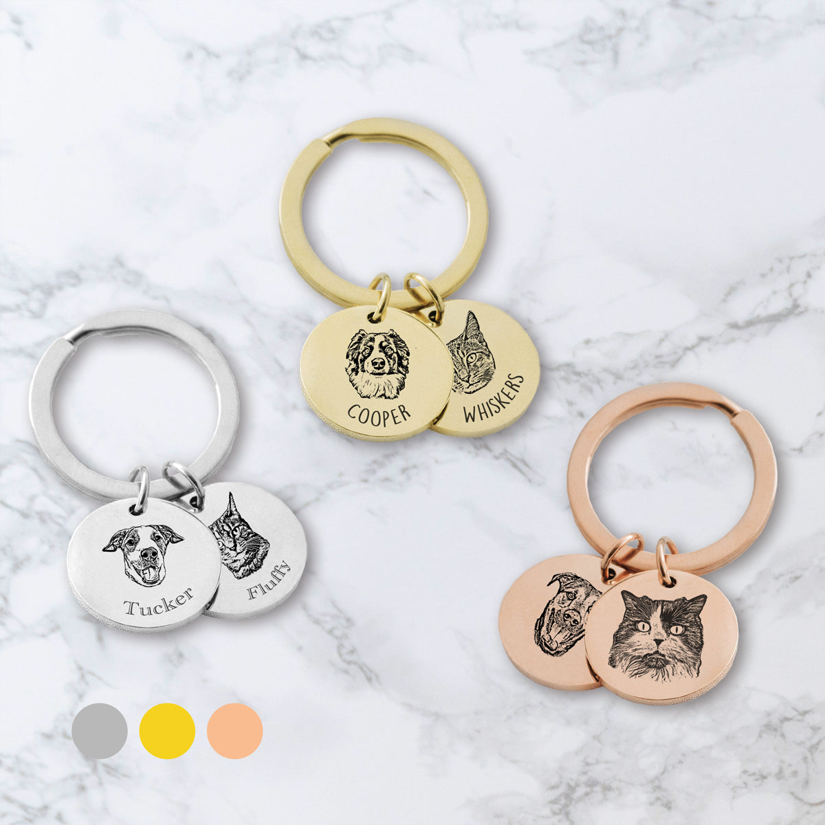 Custom Engraved Pet Keychain - Add Multiple Pets