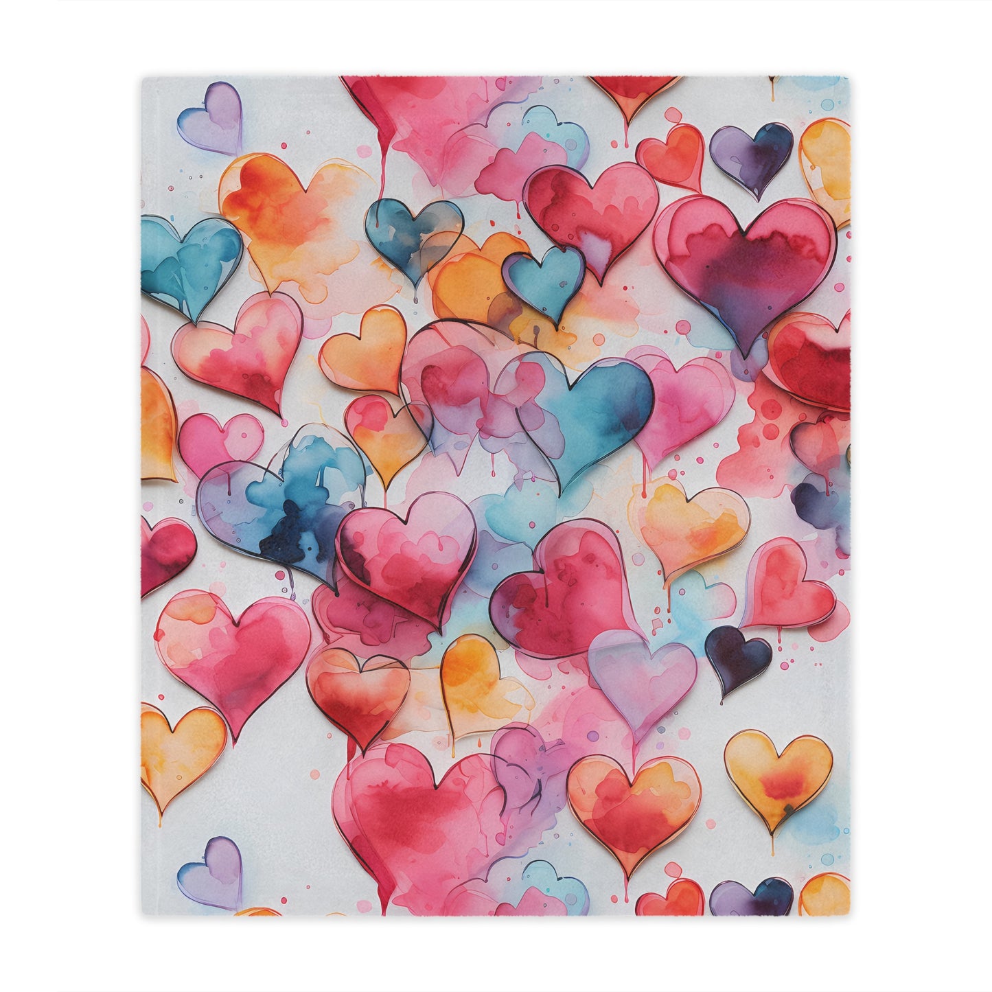 Valentine's Day Blanket for your Loved One! Watercolor Painted Heart Design - High Quality Microfiber Blanket - 3 Sizes Available