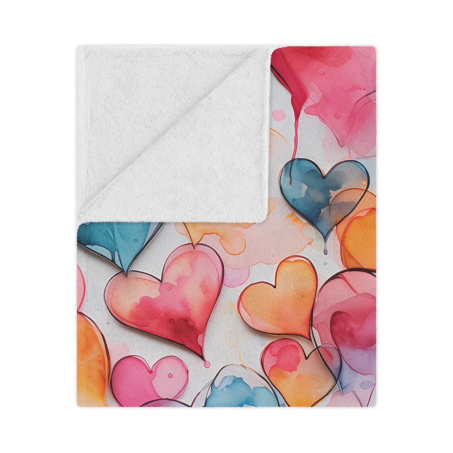 Valentine's Day Blanket for your Loved One! Watercolor Painted Heart Design - High Quality Microfiber Blanket - 3 Sizes Available
