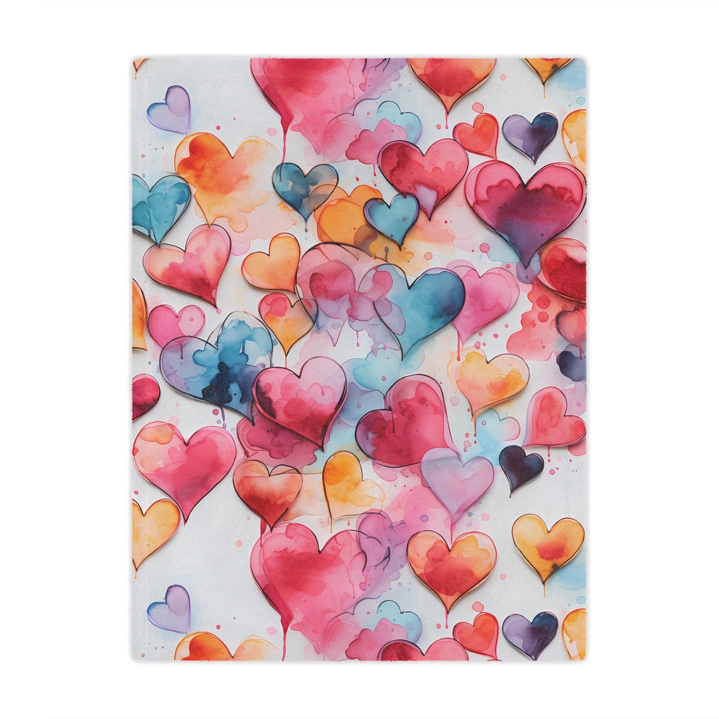 Valentine's Day Blanket for your Loved One! Watercolor Painted Heart Design - High Quality Microfiber Blanket - 3 Sizes Available