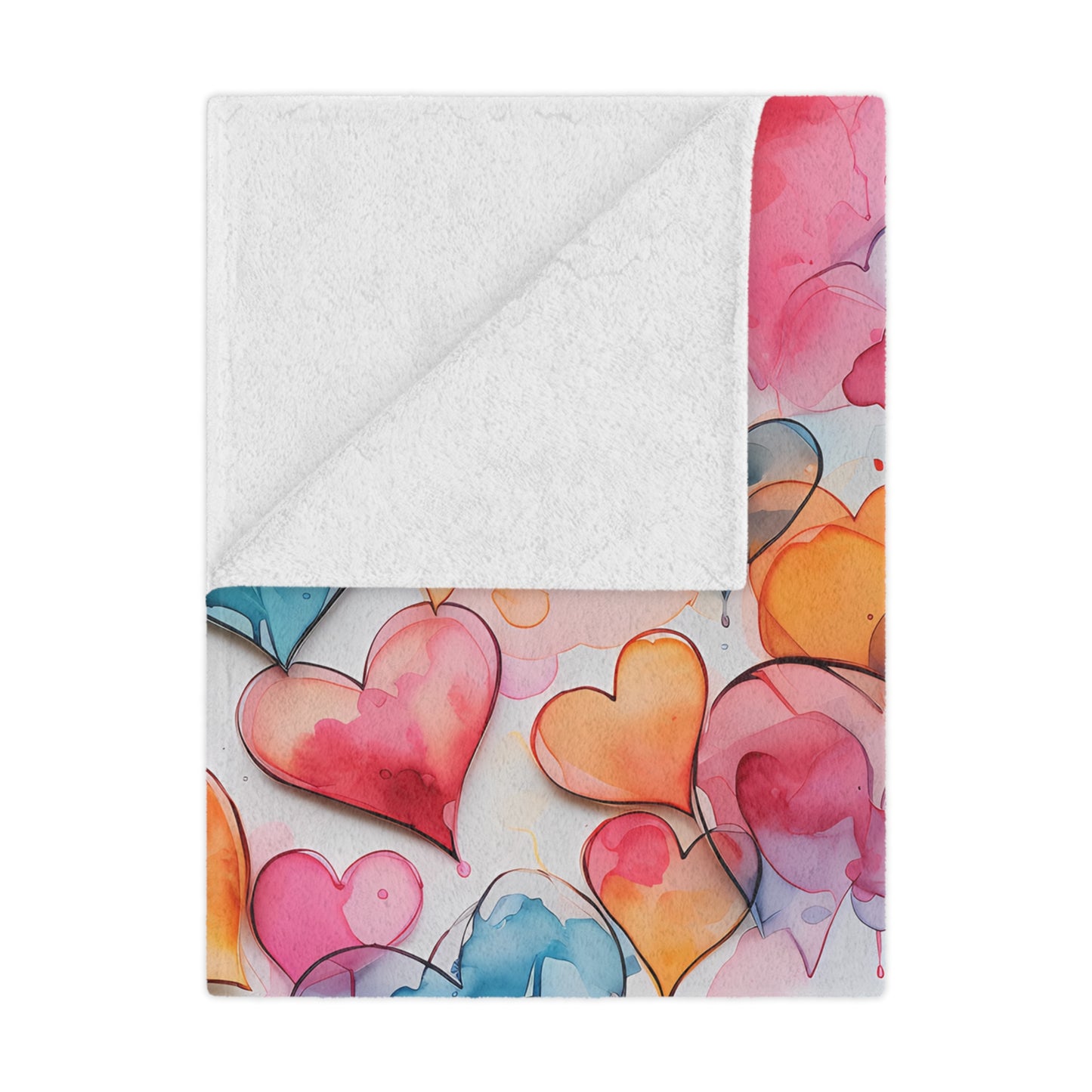Valentine's Day Blanket for your Loved One! Watercolor Painted Heart Design - High Quality Microfiber Blanket - 3 Sizes Available
