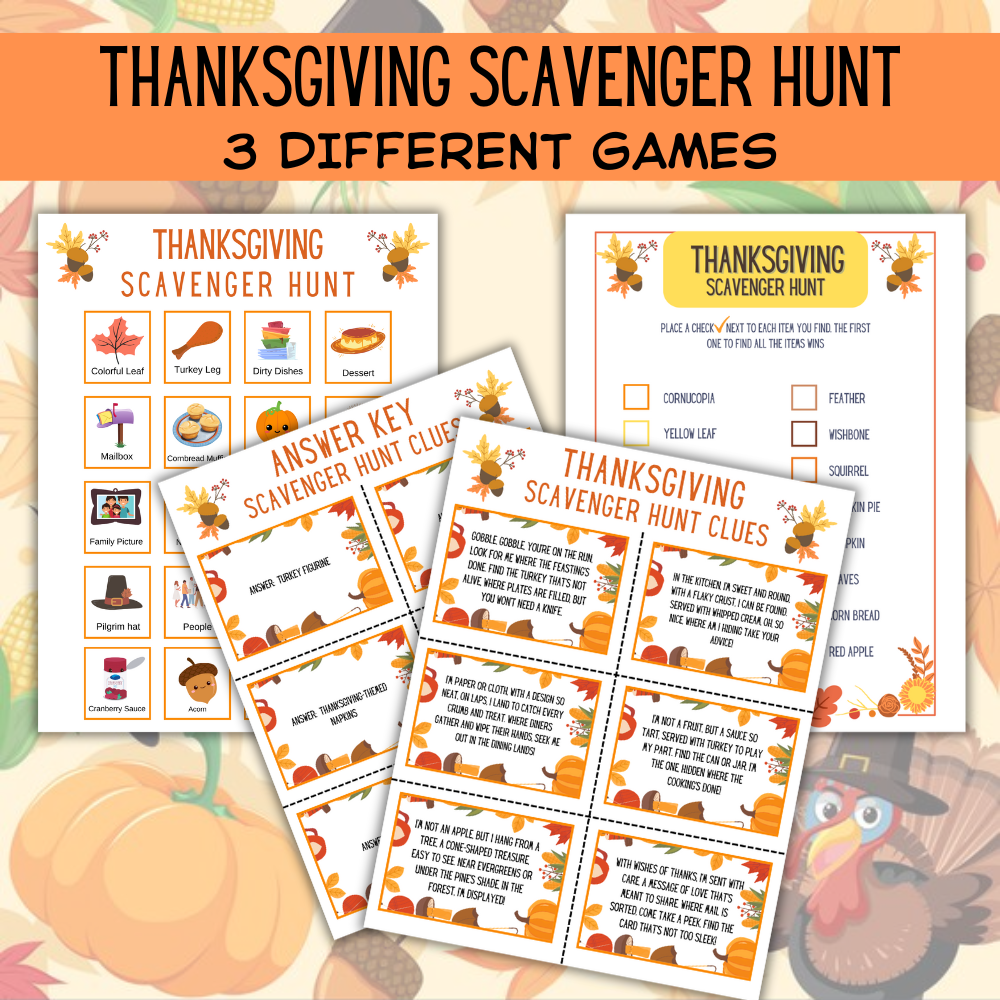 Hosting Thanksgiving? Ultimate Thanksgiving Day Family Fun Scavenger Hunt - Print Now