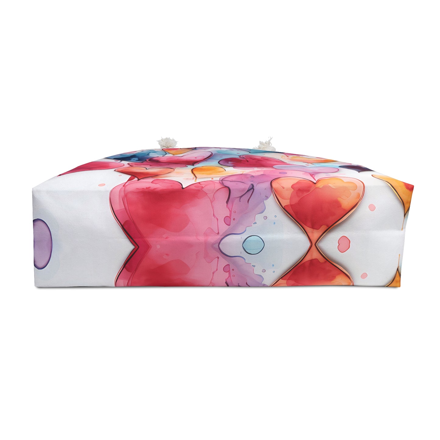Beautiful Weekender Bag - Watercolor Painted Hearts Design - Perfect for the gym, beach, dance class, bridesmaid or sleepovers!