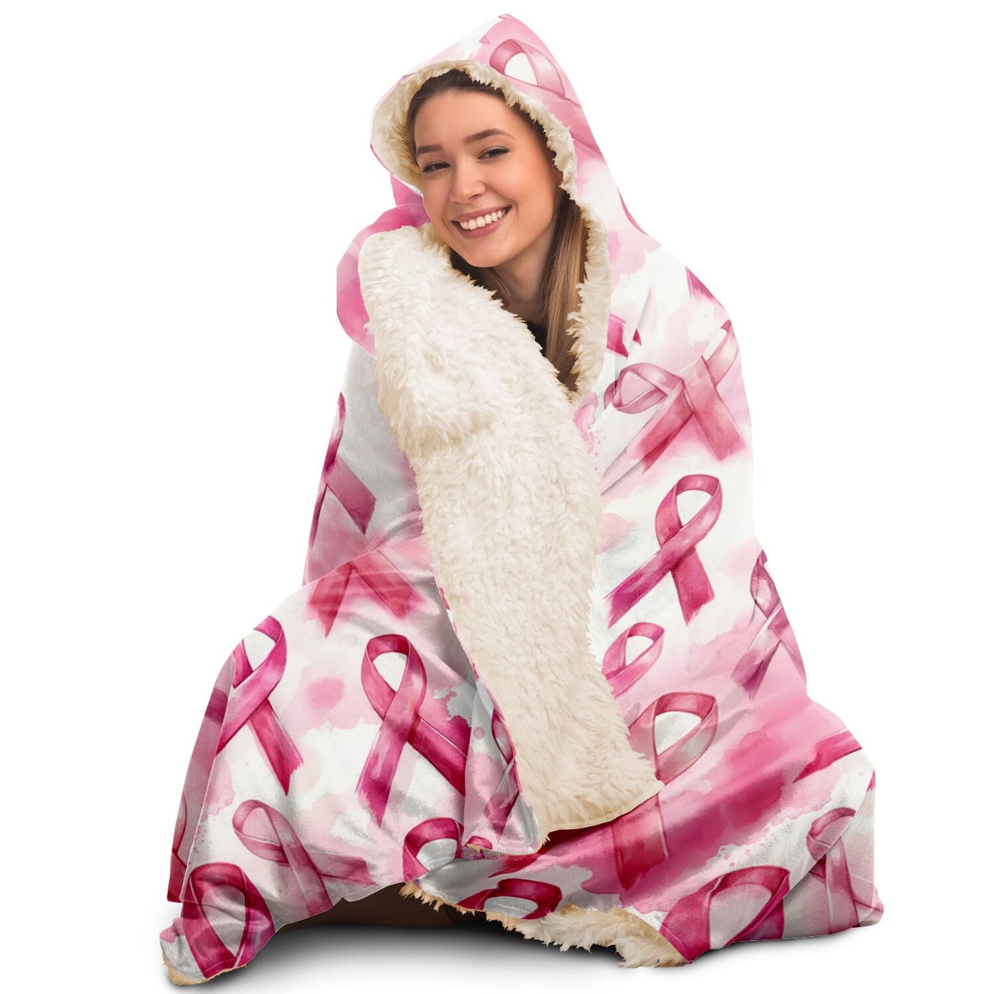 Breast Cancer Awareness I am a Fighter Hooded Blanket - Amazing Gift for someone batteling Breast Cancer