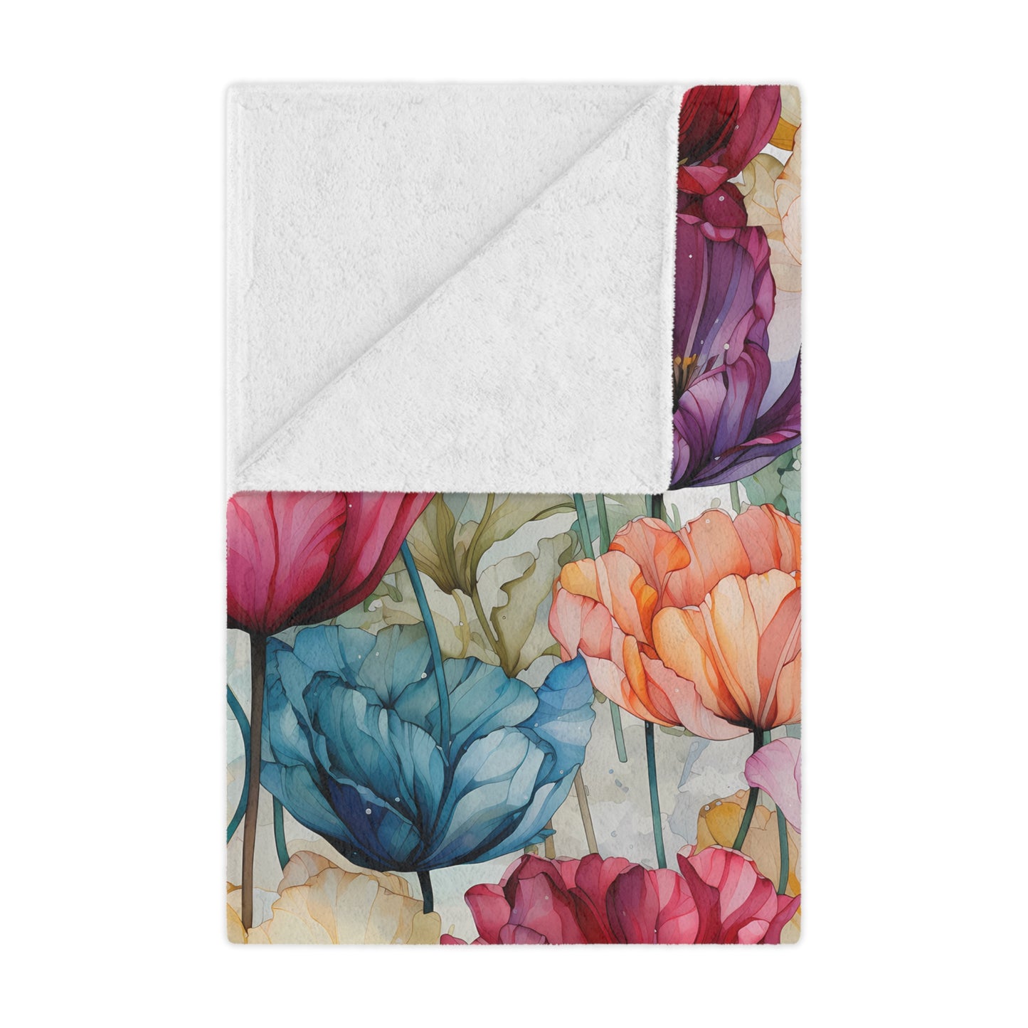 Ultimate Valentine's Day Gift - High Quality Microfiber Blanket - Watercolor painted Tulip Flower Design - 3 Sizes Available