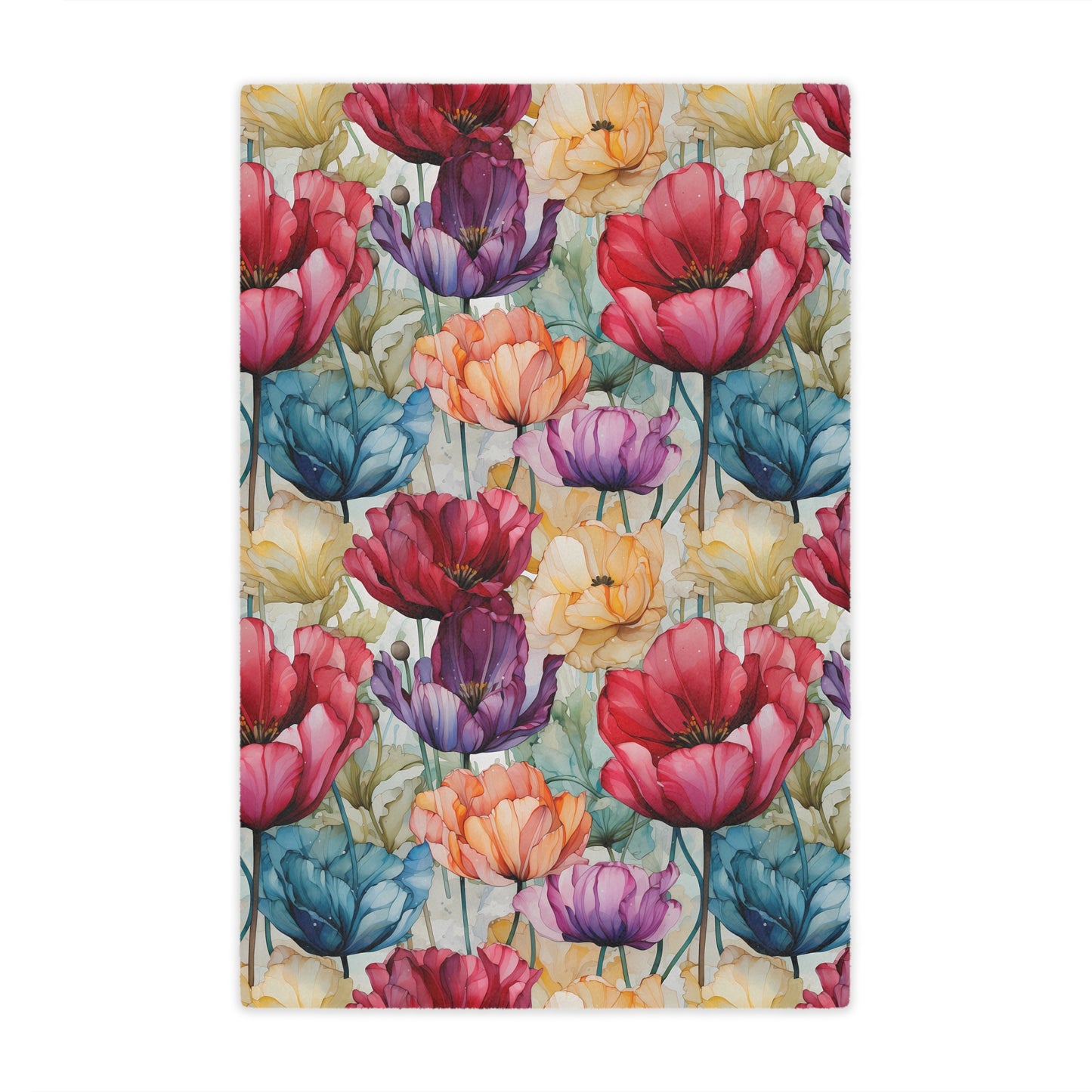 Ultimate Valentine's Day Gift - High Quality Microfiber Blanket - Watercolor painted Tulip Flower Design - 3 Sizes Available