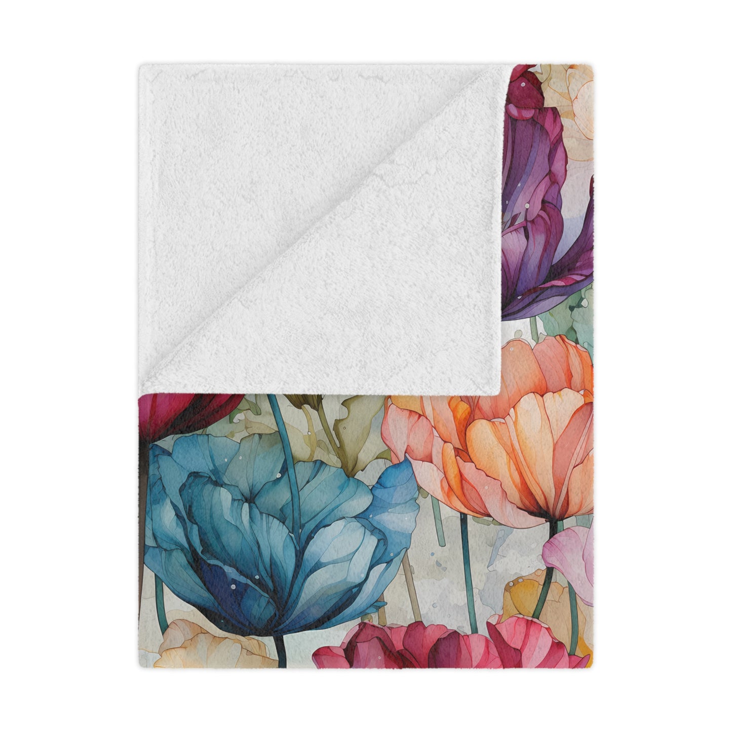 Ultimate Valentine's Day Gift - High Quality Microfiber Blanket - Watercolor painted Tulip Flower Design - 3 Sizes Available