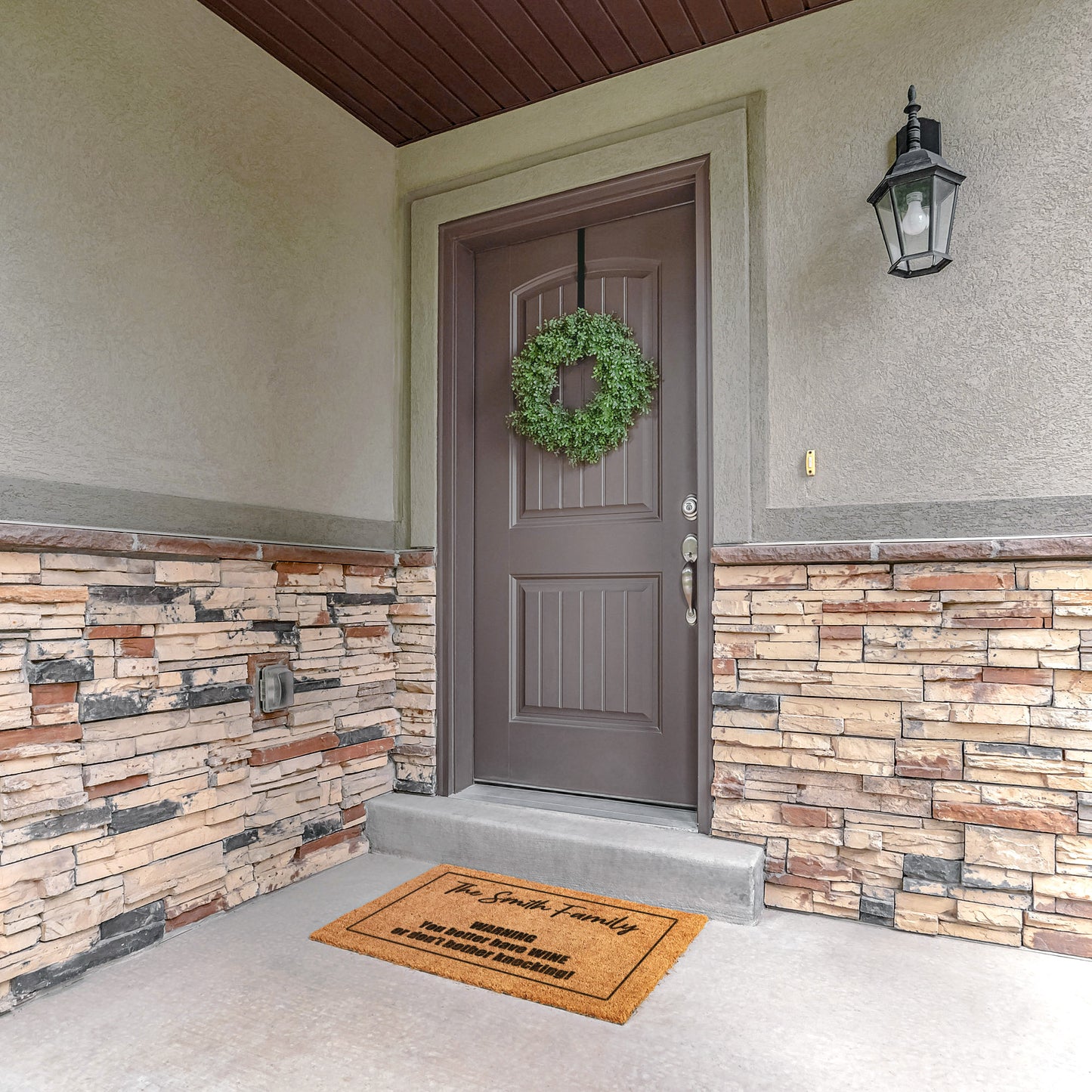 Welcome Doormat - Customizable Doormat for Families - Warning Bring Wine