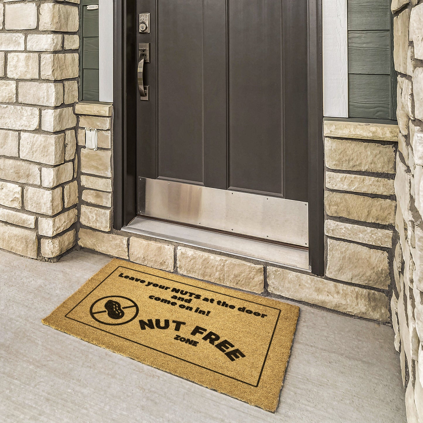 Funny Front Door Mat for Nut Free Allergy Homes