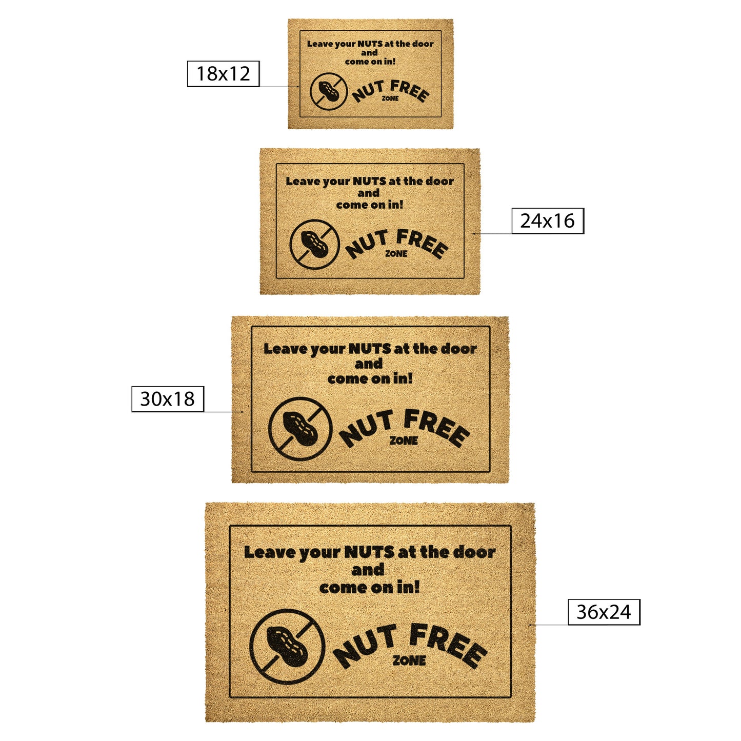 Funny Front Door Mat for Nut Free Allergy Homes