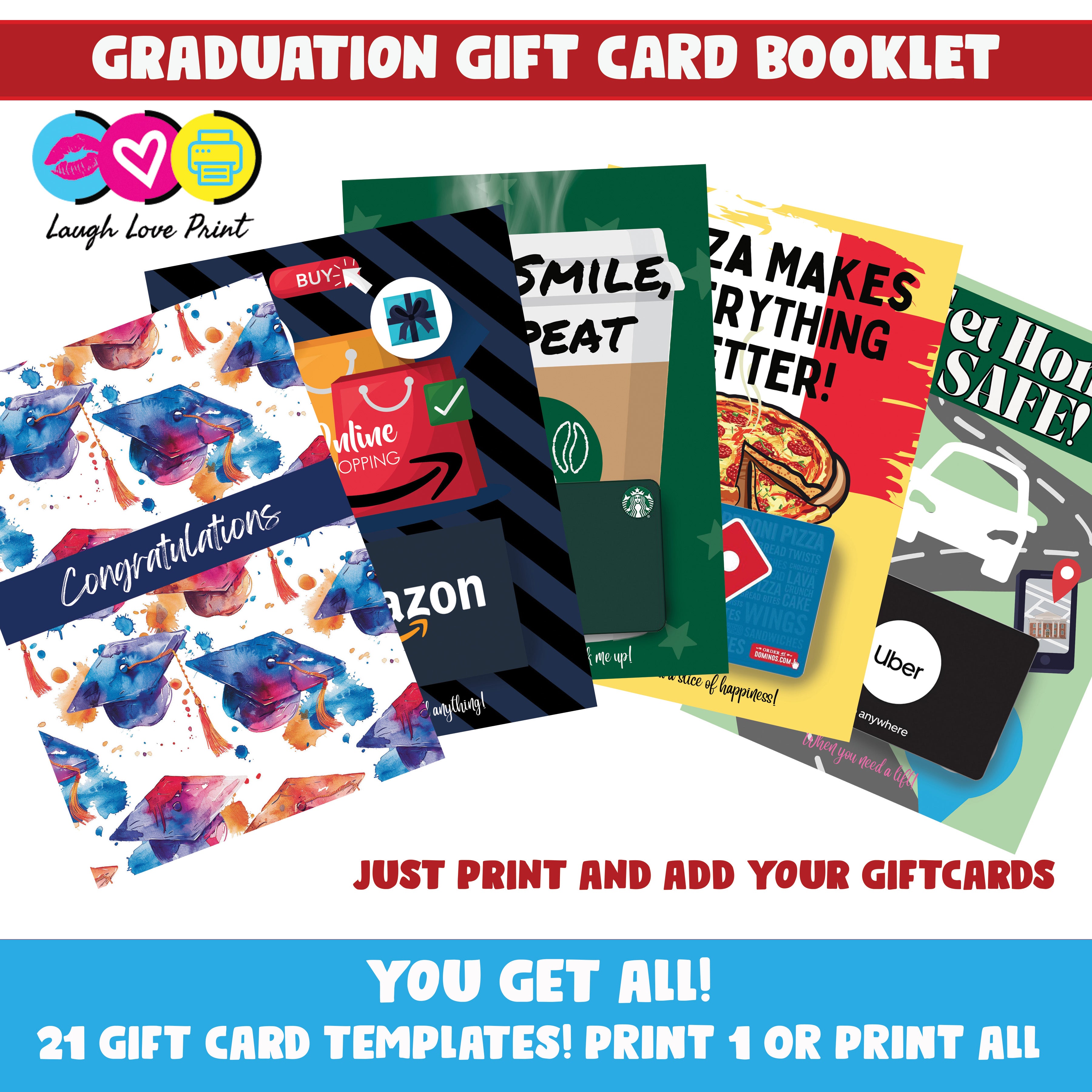 Graduation Gift Card Booklet - Excellent Gift for a College Grad or Hi Laugh Love Print Graduation Gift Card Booklet - Excellent Gift for a College Grad or Hi Laugh Love Print