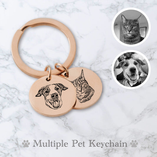 Custom Engraved Pet Keychain - Add Multiple Pets