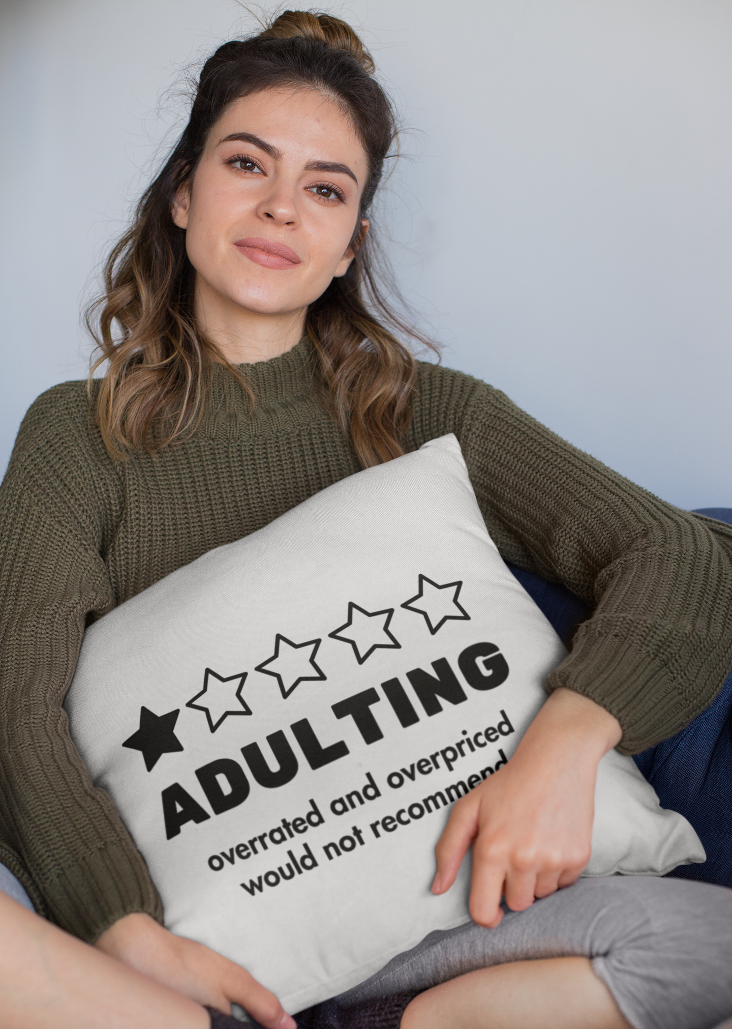 adulting pillow with female graduation gift