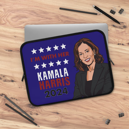 Kamala Harris for President Laptop Sleeve - Harris 2024 - Vote Blue - I'm With Her - Support Harris - Sizes 7 - 17