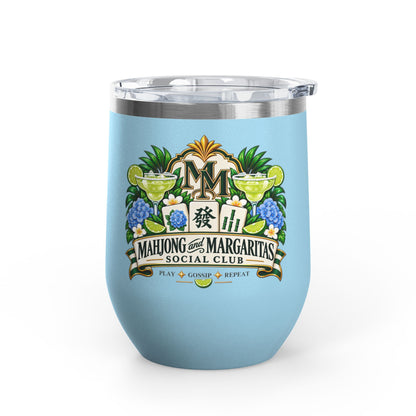 Mahjong & Margaritas Social Club Wine Tumbler – 12oz Insulated Stainless Steel Cup
