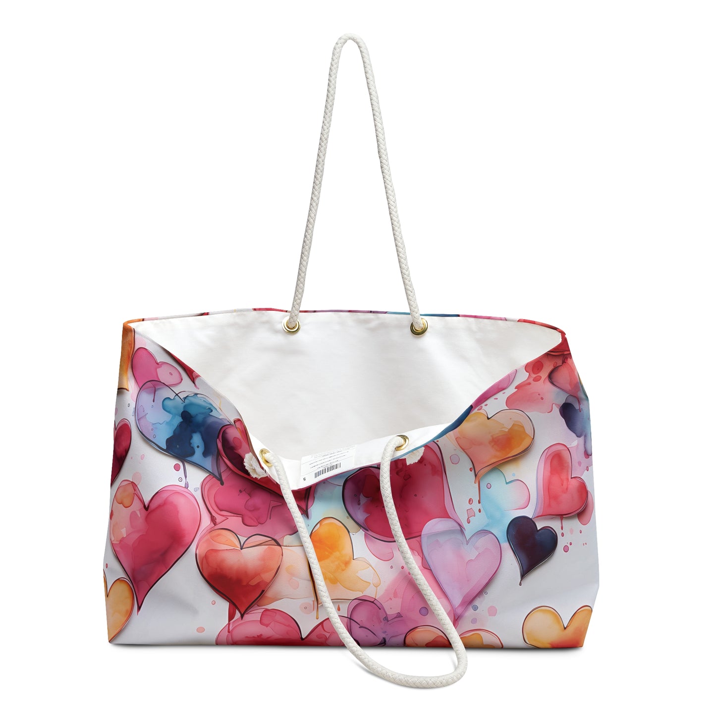 Beautiful Weekender Bag - Watercolor Painted Hearts Design - Perfect for the gym, beach, dance class, bridesmaid or sleepovers!