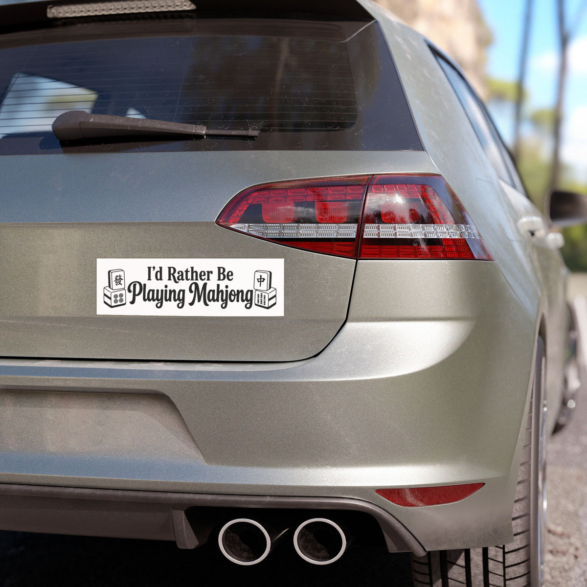 Car Magnet — "I'd Rather Be Playing Mahjong" Slim Bumper Sticker-Style Magnet