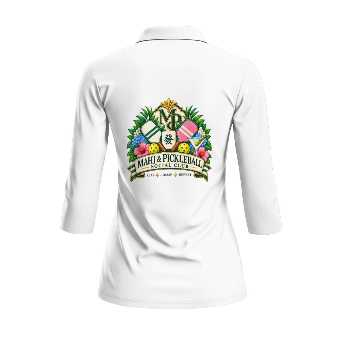 Mahj & Pickleball Social Club Women’s Quarter-Zip Performance Polo