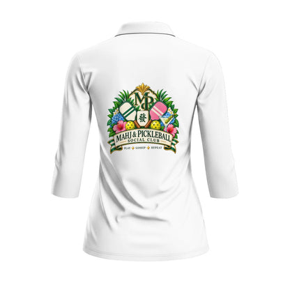 Mahj & Pickleball Social Club Women’s Quarter-Zip Performance Polo