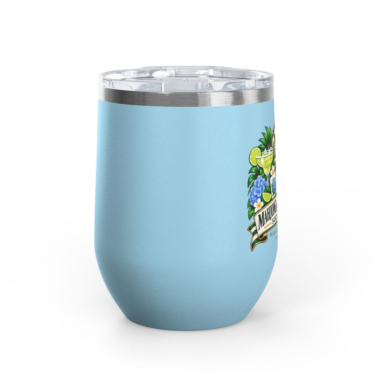 Mahjong & Margaritas Social Club Wine Tumbler – 12oz Insulated Stainless Steel Cup