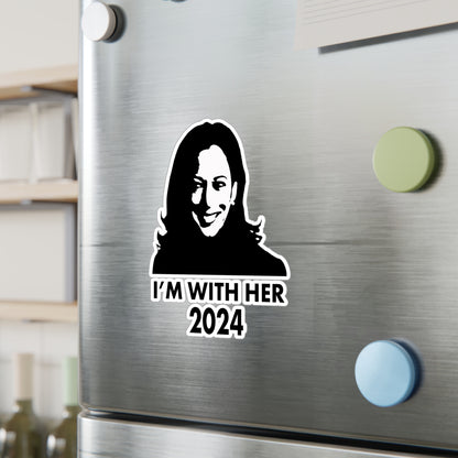 I'M WITH HER Car Decal - Harris for President 2024 - Kiss-Cut Vinyl Decal