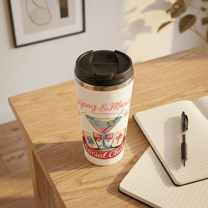 Mahjong & Martinis Social Club Stainless Steel Travel Mug