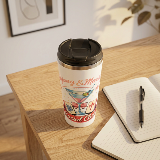 Mahjong & Martinis Social Club Stainless Steel Travel Mug