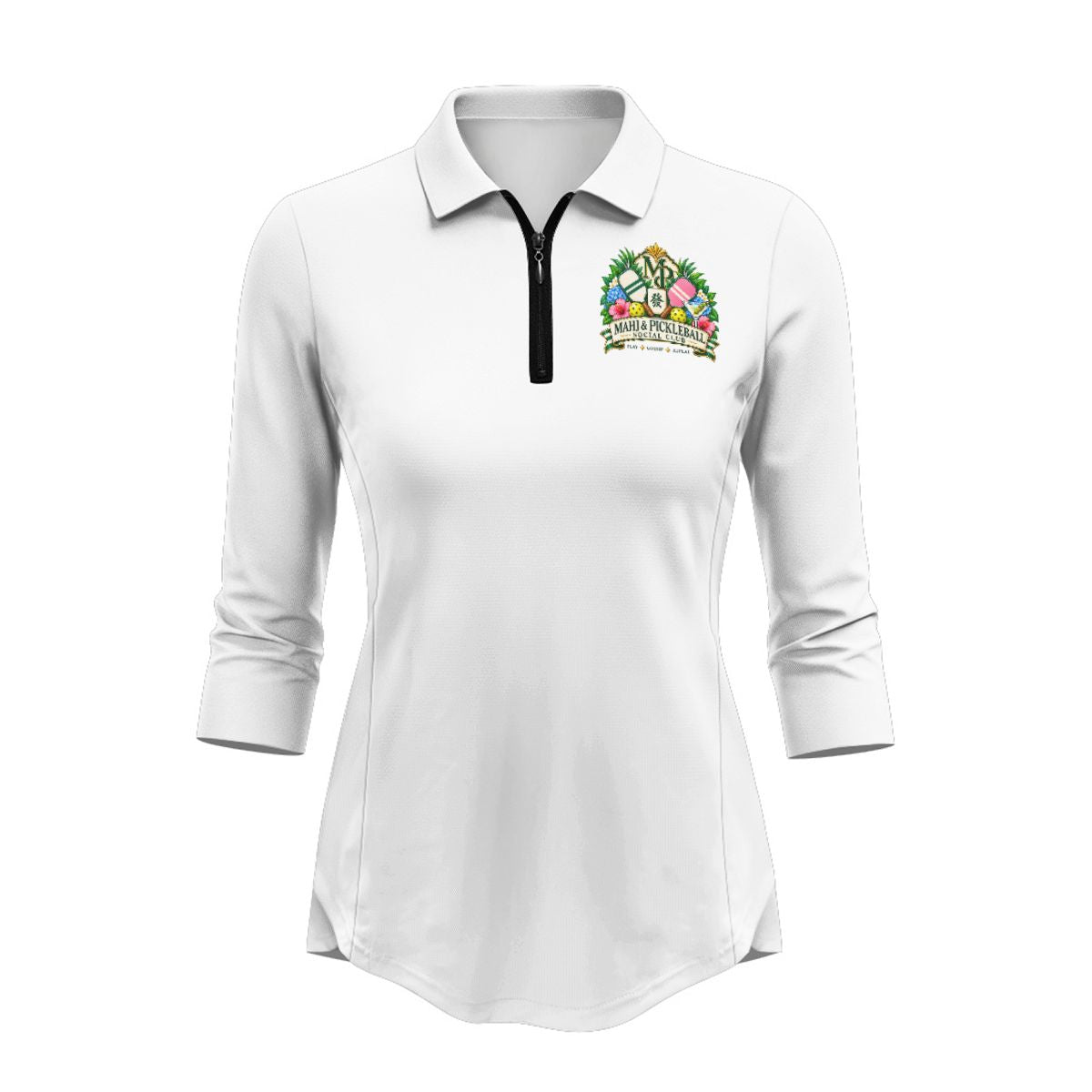 Mahj & Pickleball Social Club Women’s Quarter-Zip Performance Polo
