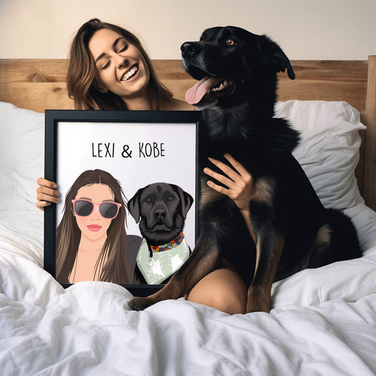 Personalized Custom Dog & Owner Portrait - Upload your Photo