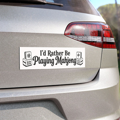 Car Magnet — "I'd Rather Be Playing Mahjong" Slim Bumper Sticker-Style Magnet