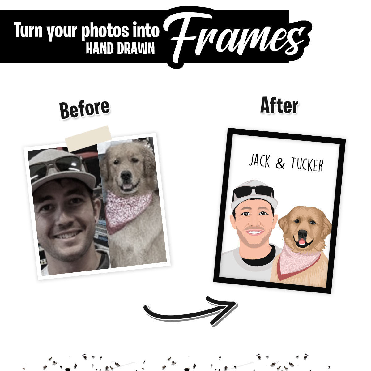 Personalized Custom Dog & Owner Portrait - Upload your Photo