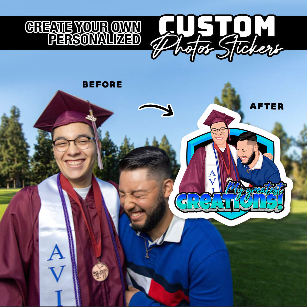 Custom Graduation Photo Stickers - Upload your photo