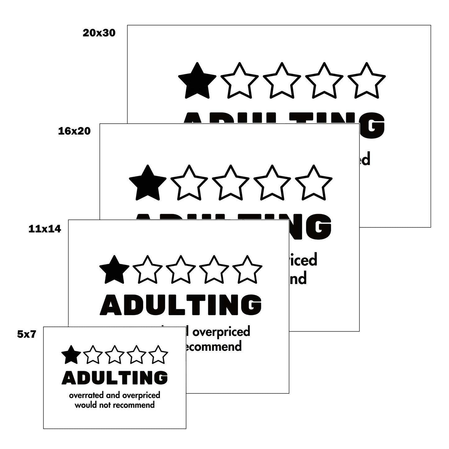 adulting is overrated printable wall art different sizes