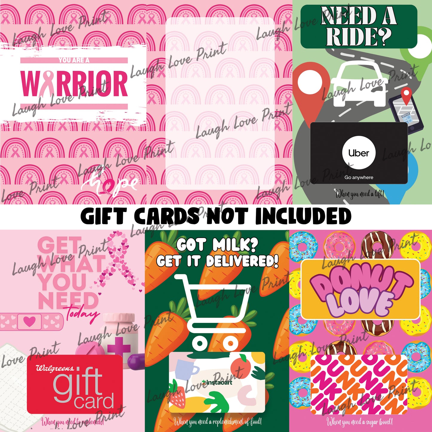 Breast Cancer Care Package Gift Card Booklet - Excellent for lifting someones spirits - INSTANT Printable Download