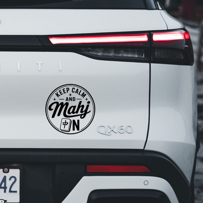 Mahjong Sticker - "Keep Calm and Mahj On" Outdoor Waterproof Vinyl Sticker