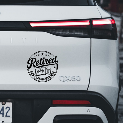 Mahjong Sticker - "Retired and Playing Mahjong" Outdoor Waterproof Vinyl Sticker
