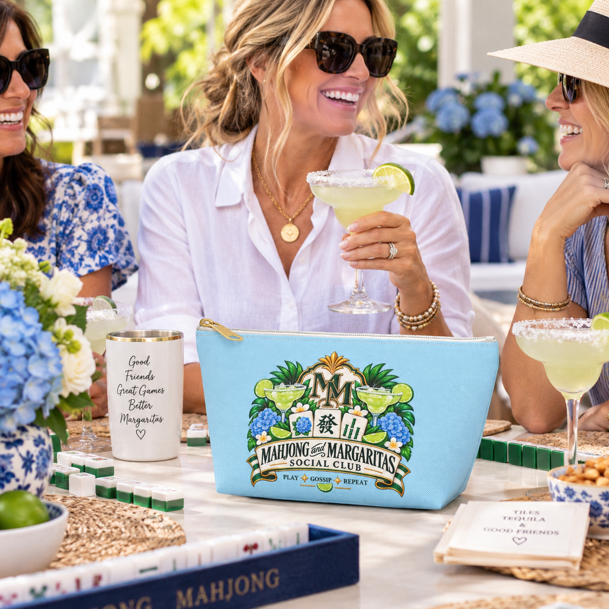 Mahjong & Margaritas Accessory Pouch - Cosmetic Bag