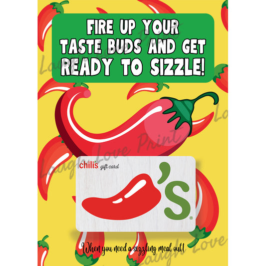 Gift Card Holder - Chili's Restaurant - Add to any of the other Gift Card Books - Printable Instant Download Gift