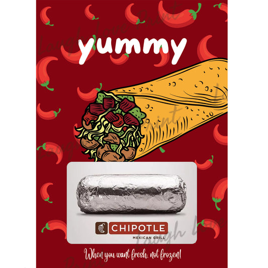 Bonus Gift Card Page - Burrito - Add to any of the other Gift Card Books - Printable Instant Download Gift