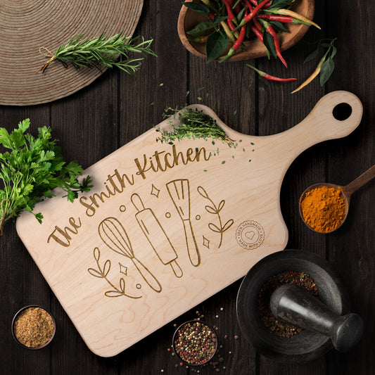 Custom Wood Cutting Board with your family name - Perfect housewarming gift!