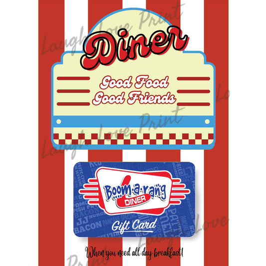 Gift Card Holder - Diner Gift Card Theme - Add to any of the other Gift Card Books - Printable Instant Download Gift