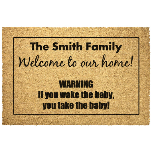 Funny New Mom Welcome Mat - Don't Wake the Baby! Best New Parent Gift - Perfect for New Families