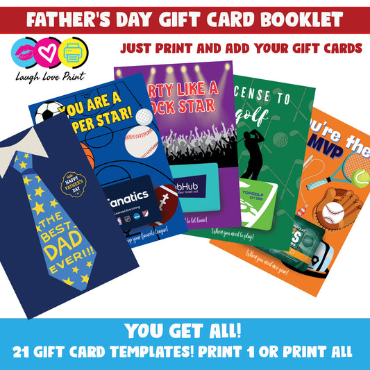Father's Day Gift Card Booklet - Excellent Gift for Dad or Husband - INSTANT Printable Download