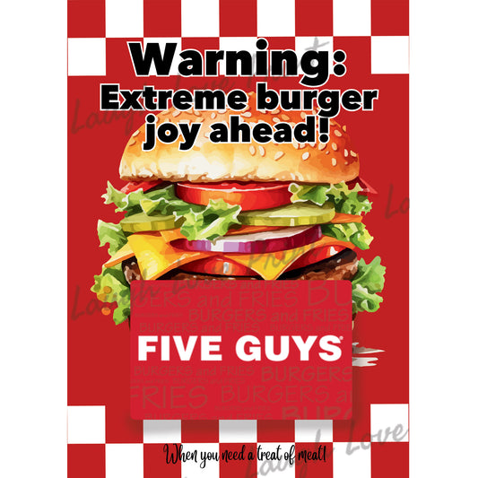 Gift Card Holder - Five Guys Restaurant - Add to any of the other Gift Card Books - Printable Instant Download Gift