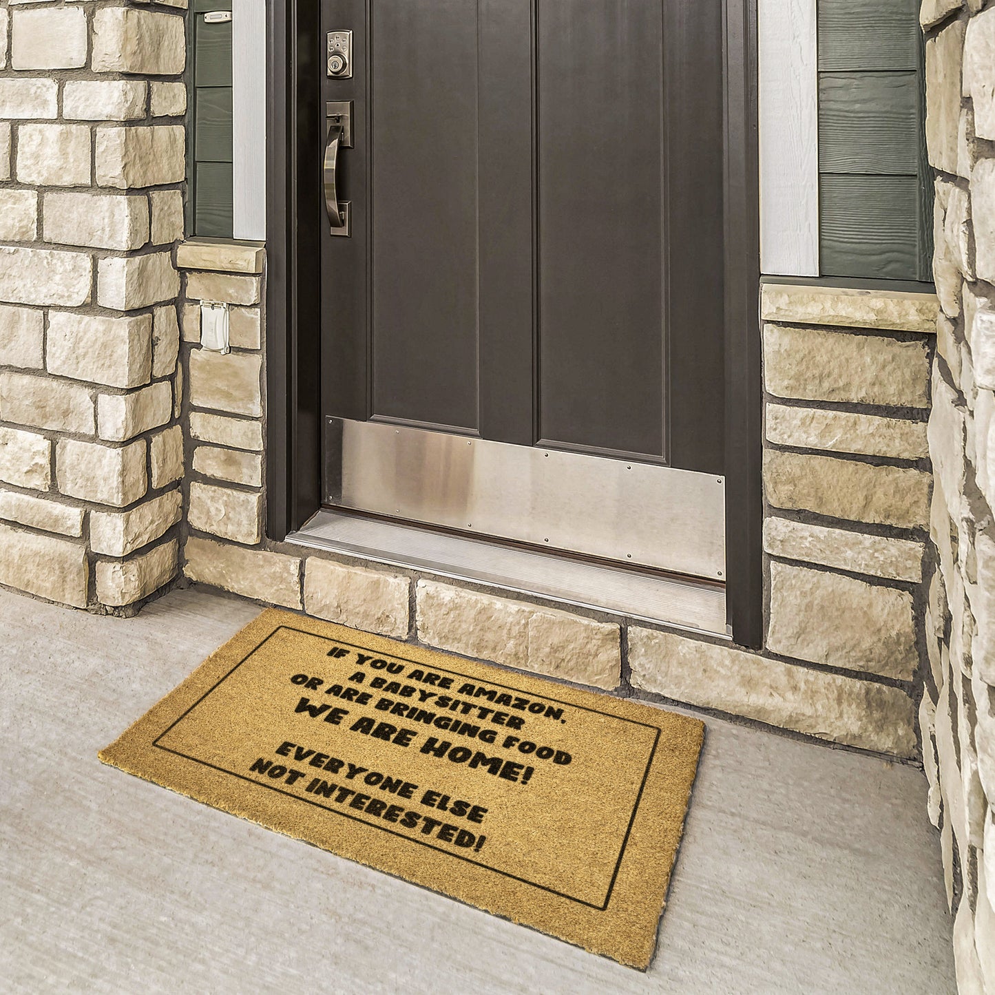 Funny Welcome Doormat - Perfect for busy families who love Amazon, Babysitters and Food Deliveries!