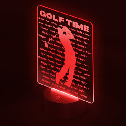 LED Sign - Golf Time - Perfect Gift for Dads, Husbands, Friends and all Golf Lovers