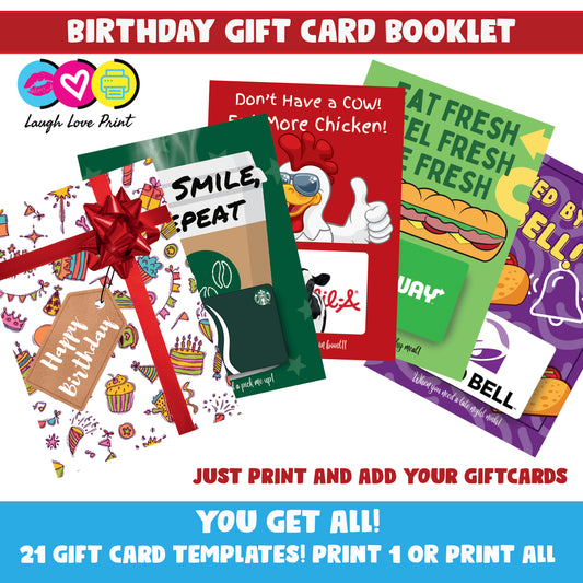 Happy Birthday Gift Card Booklet - Excellent Gift for a Boyfriend, Husband, Friend... Printable Instant Download Gift - Best Gift Coupon Book