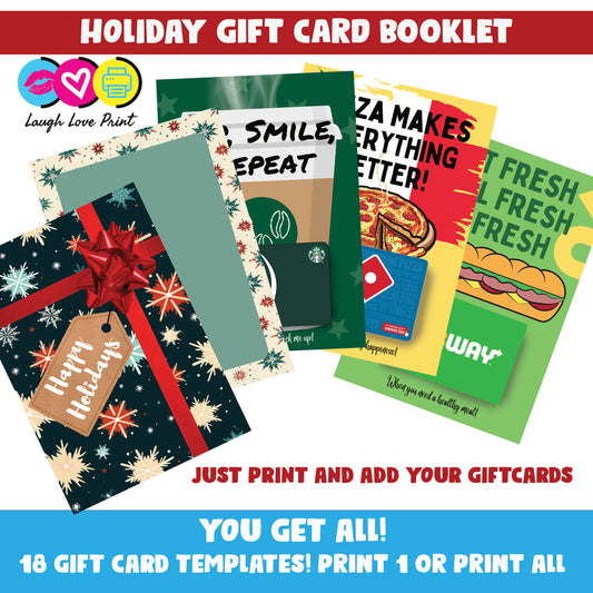 Holiday Gift Card Booklet - Excellent Gift for a Teenager, Husband, Friend... Printable Instant Download Gift - Best Gift Coupon Book